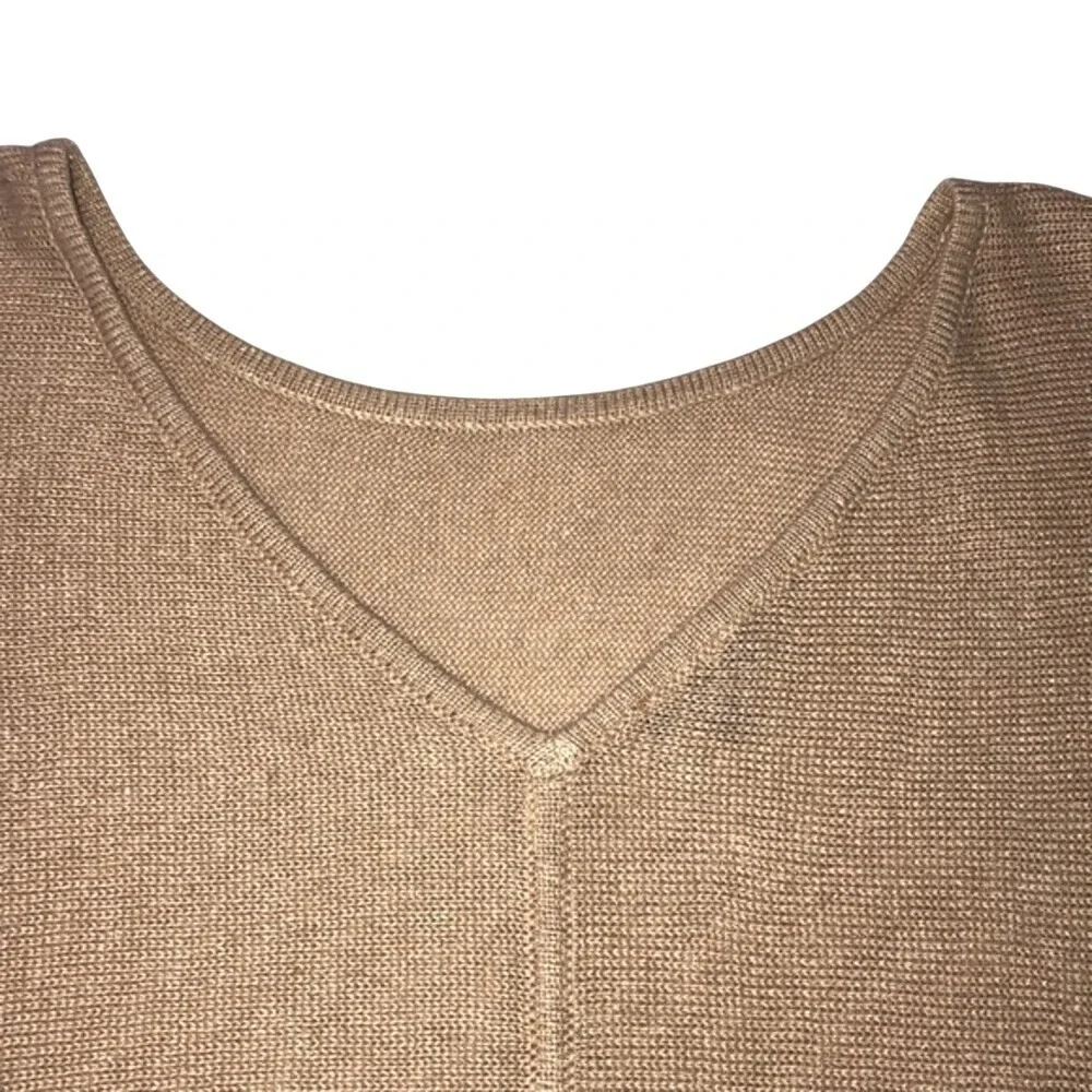 J.Crew Linen Blend Metallic Shimmer‎ Knit V-Back Sweater Gold Women's Medium